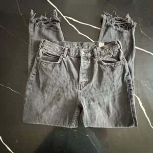 We‎ The Free Charcoal Distressed Ankle Jeans